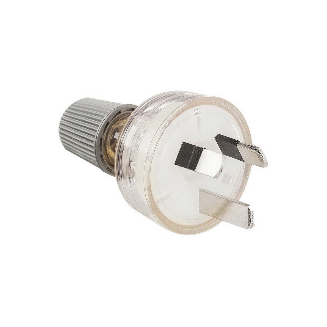 3-Pin Male Electrical Plug Top with Cord Locking Nut White 3-Pin Male Electrical Plug Top with Cord Locking Nut White
