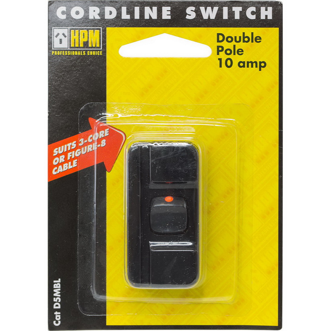 Excel Cordline Switch Mini 10A 2-Pole Black Excel Cordline Switch Mini 10A 2-Pole Black