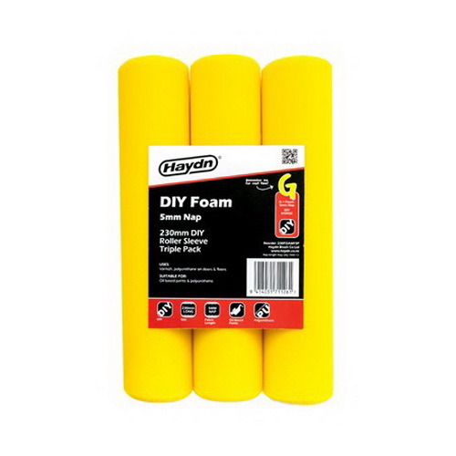 FOAM YELLOW SLEEVE 3 PACK ROLLER 230MM FOAM YELLOW SLEEVE 3 PACK ROLLER 230MM