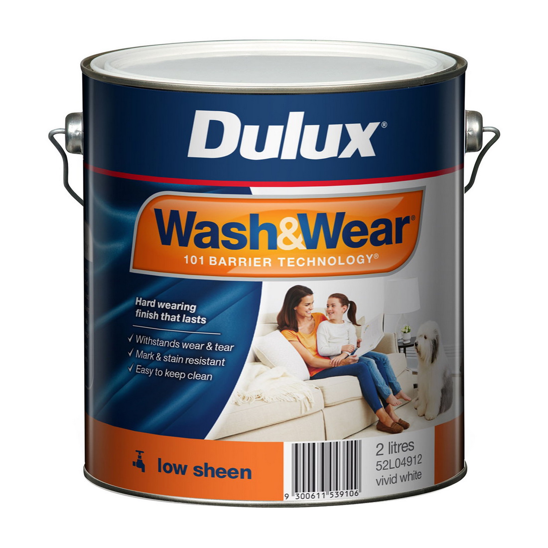 Wash&Wear Interior Low Sheen Vivid White 2L Wash&Wear Interior Low Sheen Vivid White 2L