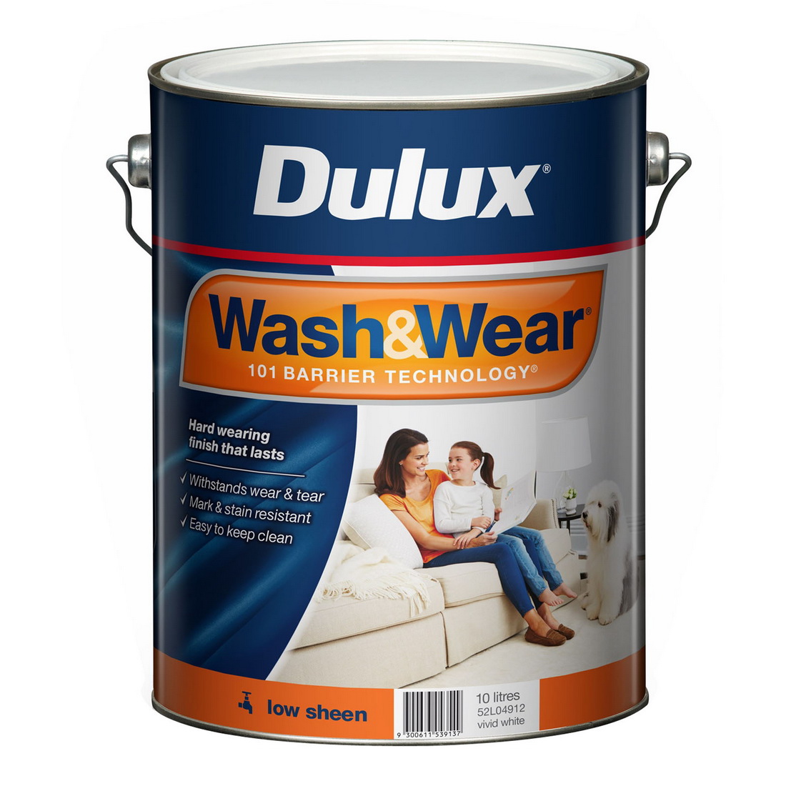 Wash & Wear 10L Interior Wall Paint Low Sheen Vivid White Wash & Wear 10L Interior Wall Paint Low Sheen Vivid White