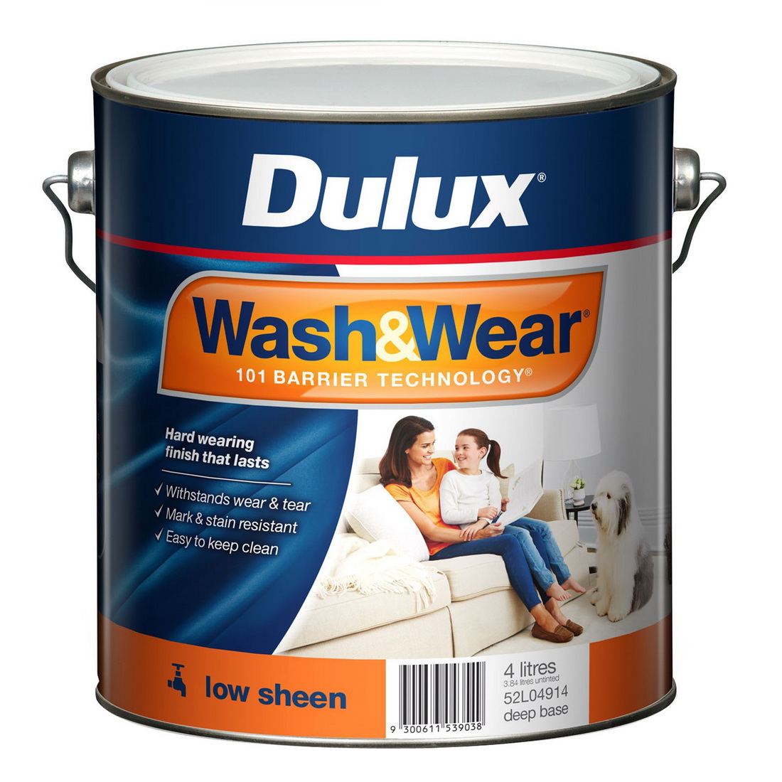 Wash&Wear Interior Low Sheen Deep Base 4L Wash&Wear Interior Low Sheen Deep Base 4L