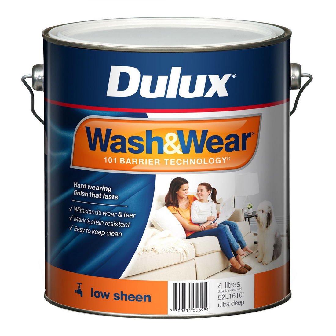 Wash&Wear Interior Low Sheen Ultra Deep 4L Wash&Wear Interior Low Sheen Ultra Deep 4L