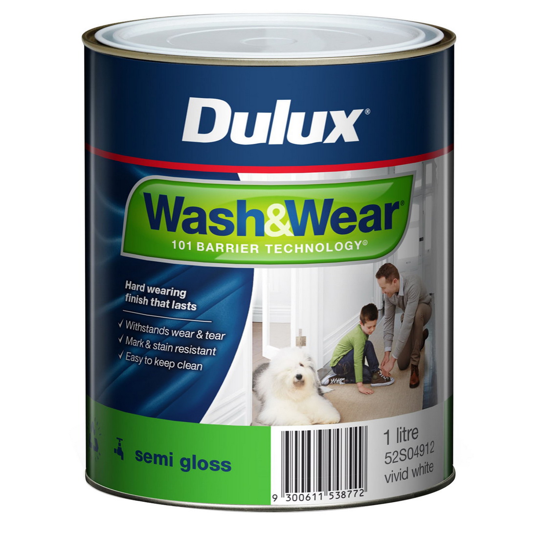 Wash&Wear Interior Semi Gloss Vivid White 1L Wash&Wear Interior Semi Gloss Vivid White 1L