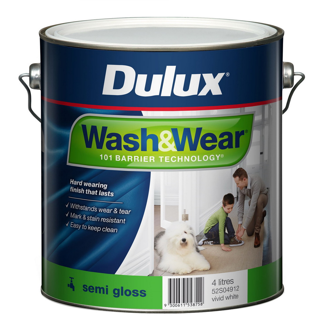 Wash&Wear Interior Semi Gloss Vivid White 4L Wash&Wear Interior Semi Gloss Vivid White 4L