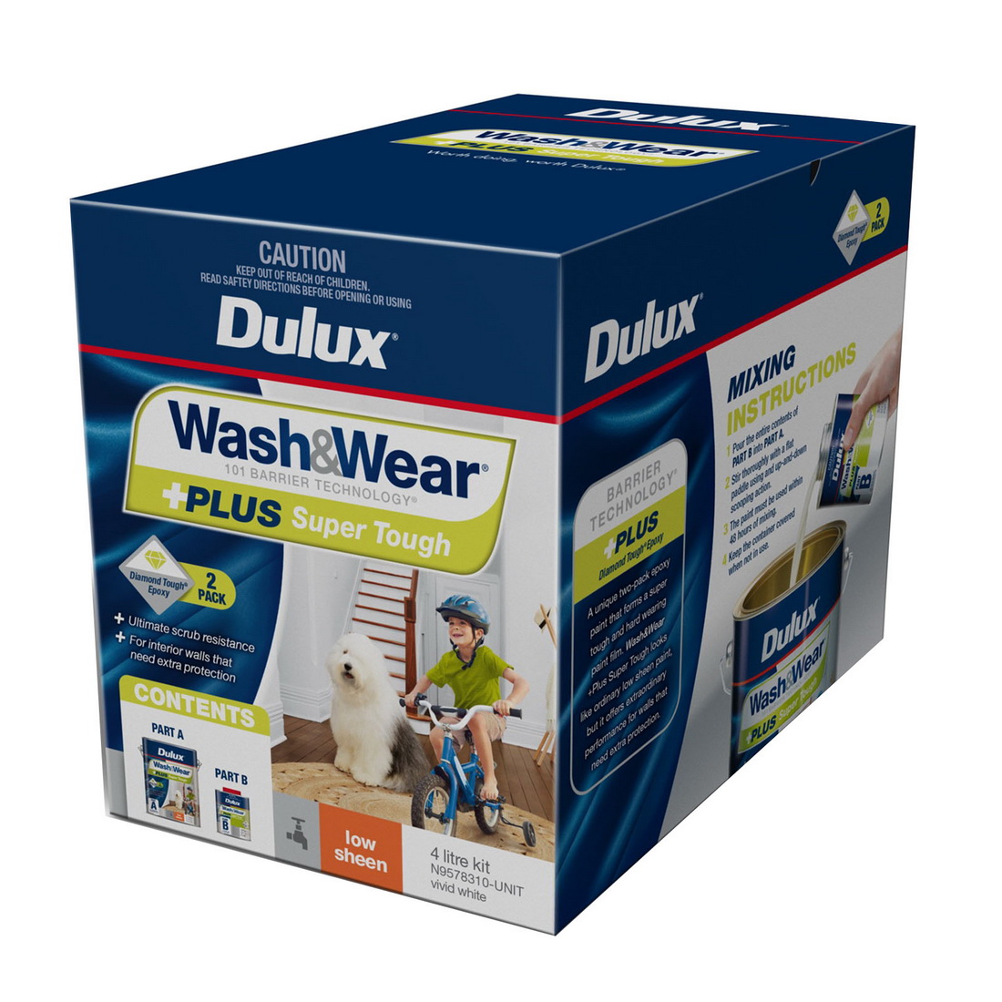 Wash&Wear +Plus Super Tough Low Sheen Vivid White 4L Wash&Wear +Plus Super Tough Low Sheen Vivid White 4L