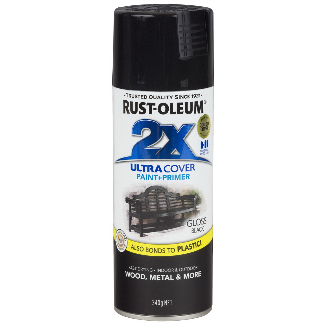 2X Ultra Cover 340g Spray Paint & Primer Gloss Black 2X Ultra Cover 340g Spray Paint & Primer Gloss Black
