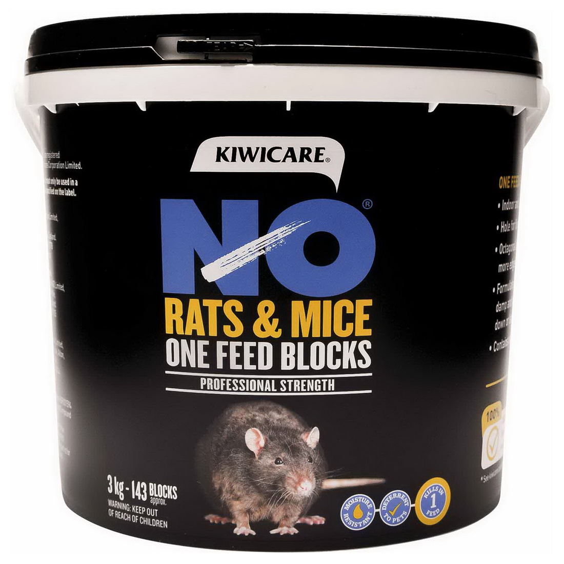 NO Rats & Mice One Feed Block Rodent Bait 3kg Black 53200 NO Rats & Mice One Feed Block Rodent Bait 3kg Black 53200