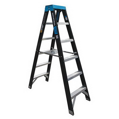 Trade Series Fibreglass 6 Step 1.8m Doublesided Ladder 150kg Trade Series Fibreglass 6 Step 1.8m Doublesided Ladder 150kg