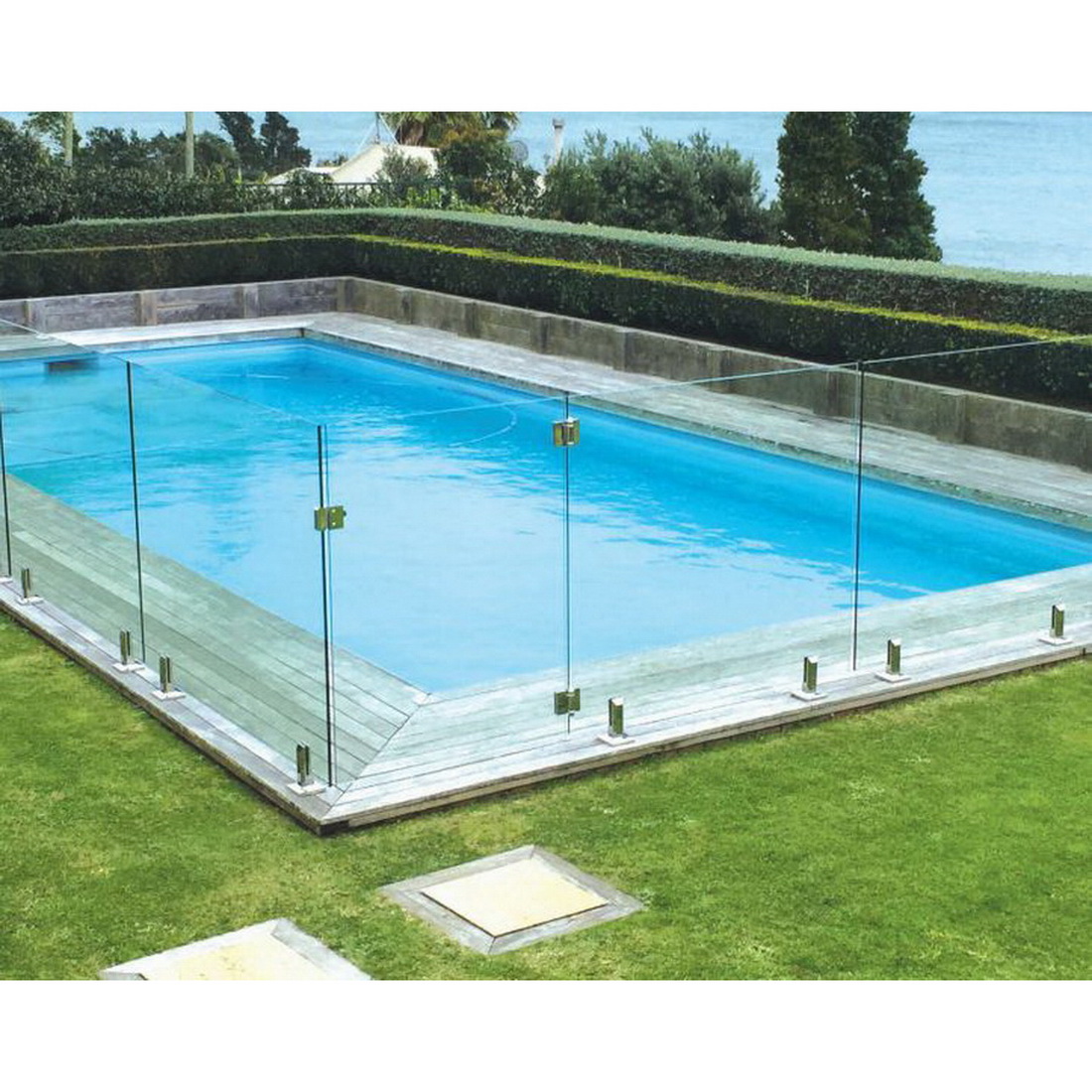 Frameless Fencing Panel 1200 x 1300 x 12mm Toughened Glass Clear