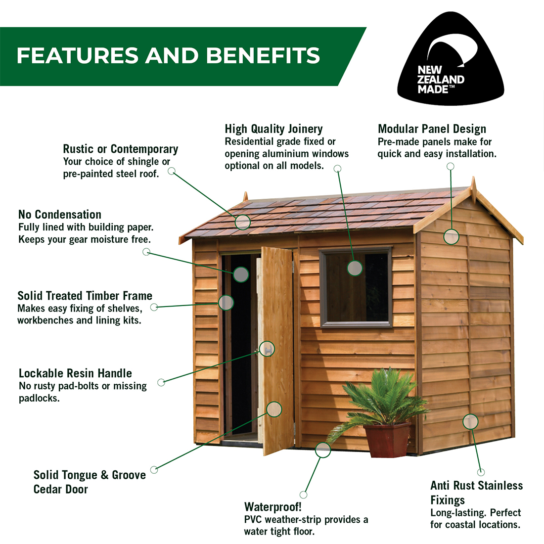 Urban Cabin Kitset Garden Timber Shed 3.6 x 2.5m