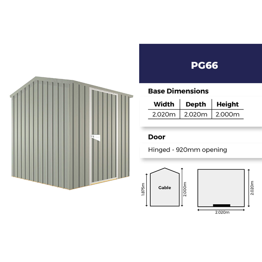 Garrison Zinc Kitset Garden Shed 2.02 x 2.02m Kitset Metal Zinc