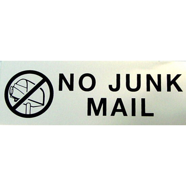 110x40mm NO JUNK MAIL Door Sign 110x40mm NO JUNK MAIL Door Sign