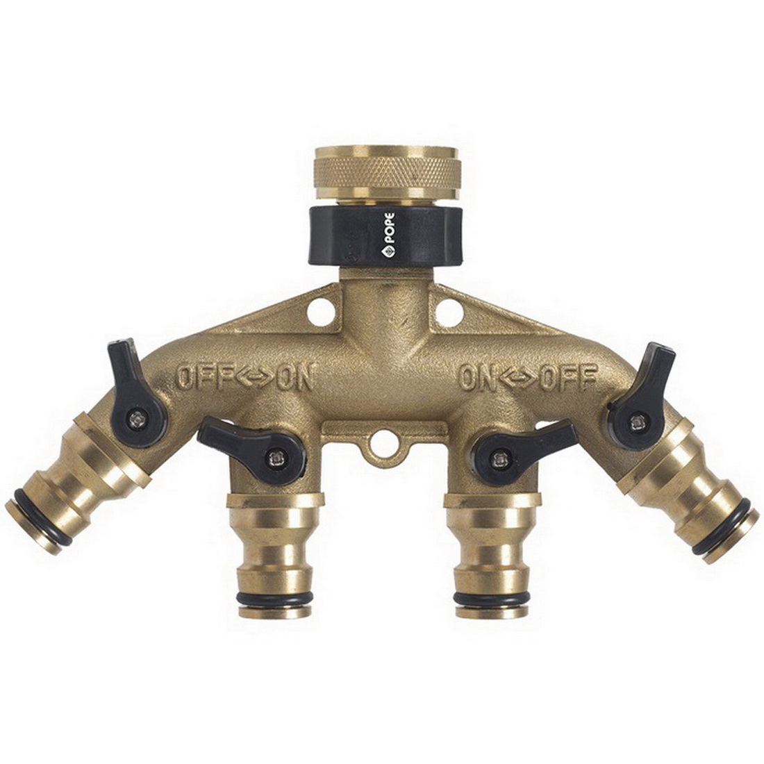 Brass Comfort Grip 4 Way Tap Snap On 12mm Connection Brass Comfort Grip 4 Way Tap Snap On 12mm Connection