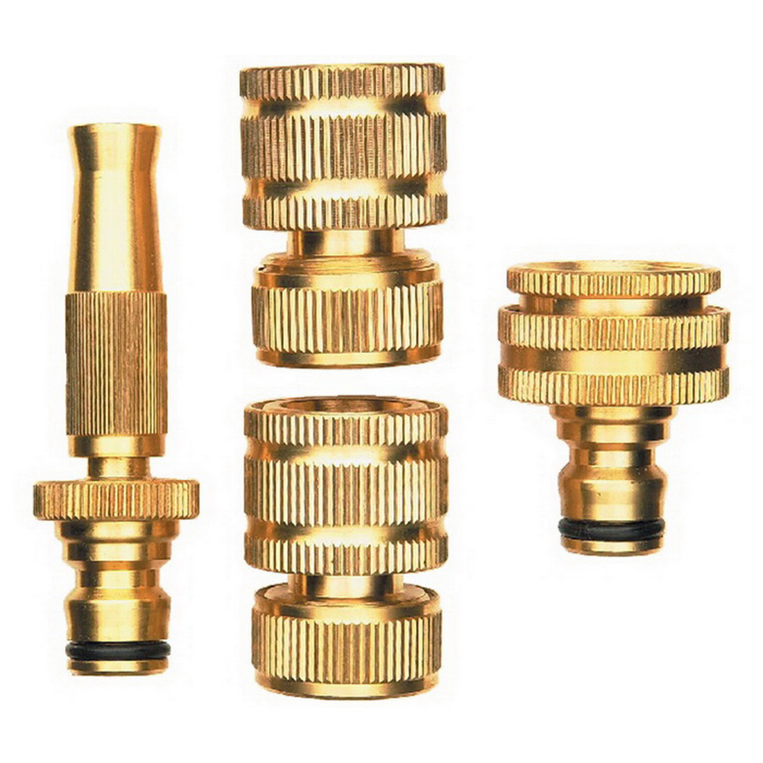 Brass 4 Piece Hose Fitting Set 12mm Connection Brass 4 Piece Hose Fitting Set 12mm Connection