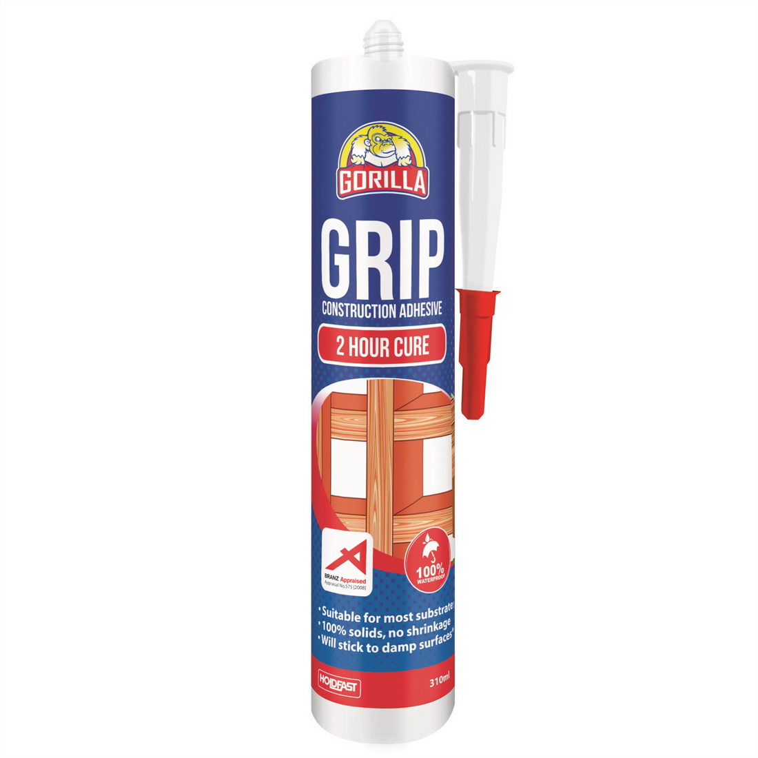 Grip 310mL 2 Hour Cure Construction Adhesive Translucent Grip 310mL 2 Hour Cure Construction Adhesive Translucent