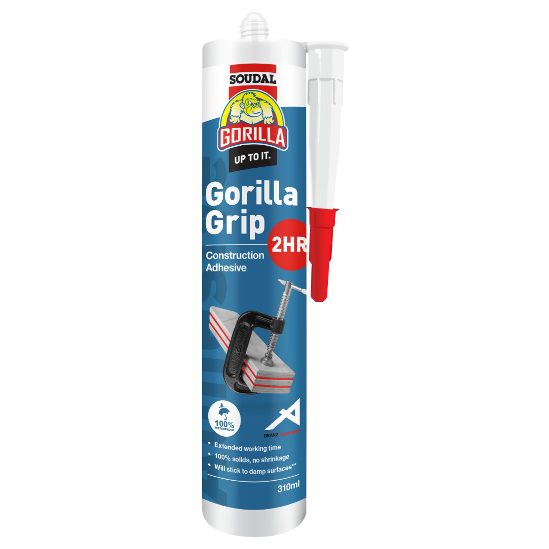 Grip 2 Hour Construction Adhesive Cartridge Translucent 310ml Grip 2 Hour Construction Adhesive Cartridge Translucent 310ml