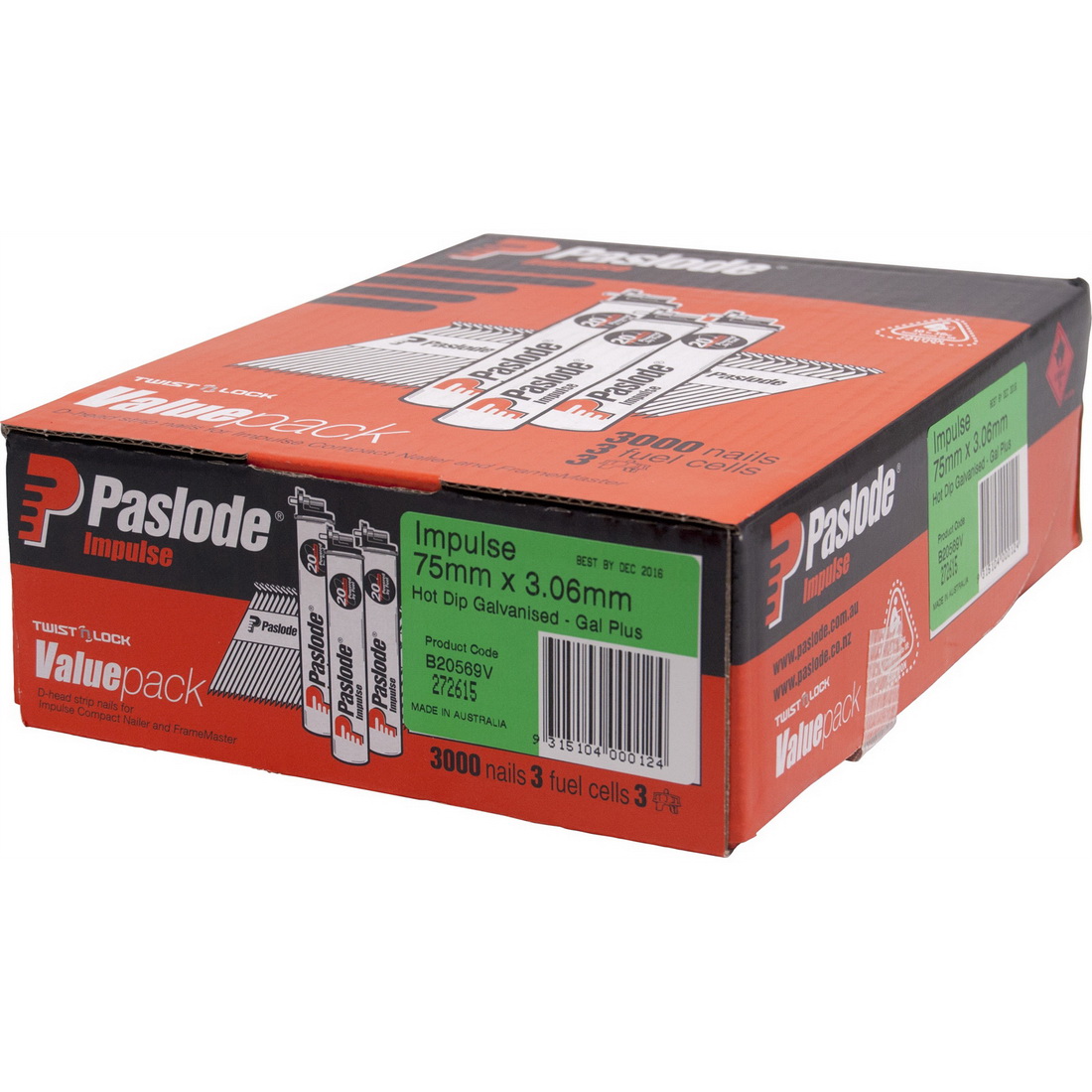 D Head Impulse Nail and 3 Fuel Cell Value Pack 3.06 x 75mm Smooth Hot Dipped Galvanised 3000 pack D Head Impulse Nail and 3 Fuel Cell Value Pack 3.06 x 75mm Smooth Hot Dipped Galvanised 3000 pack