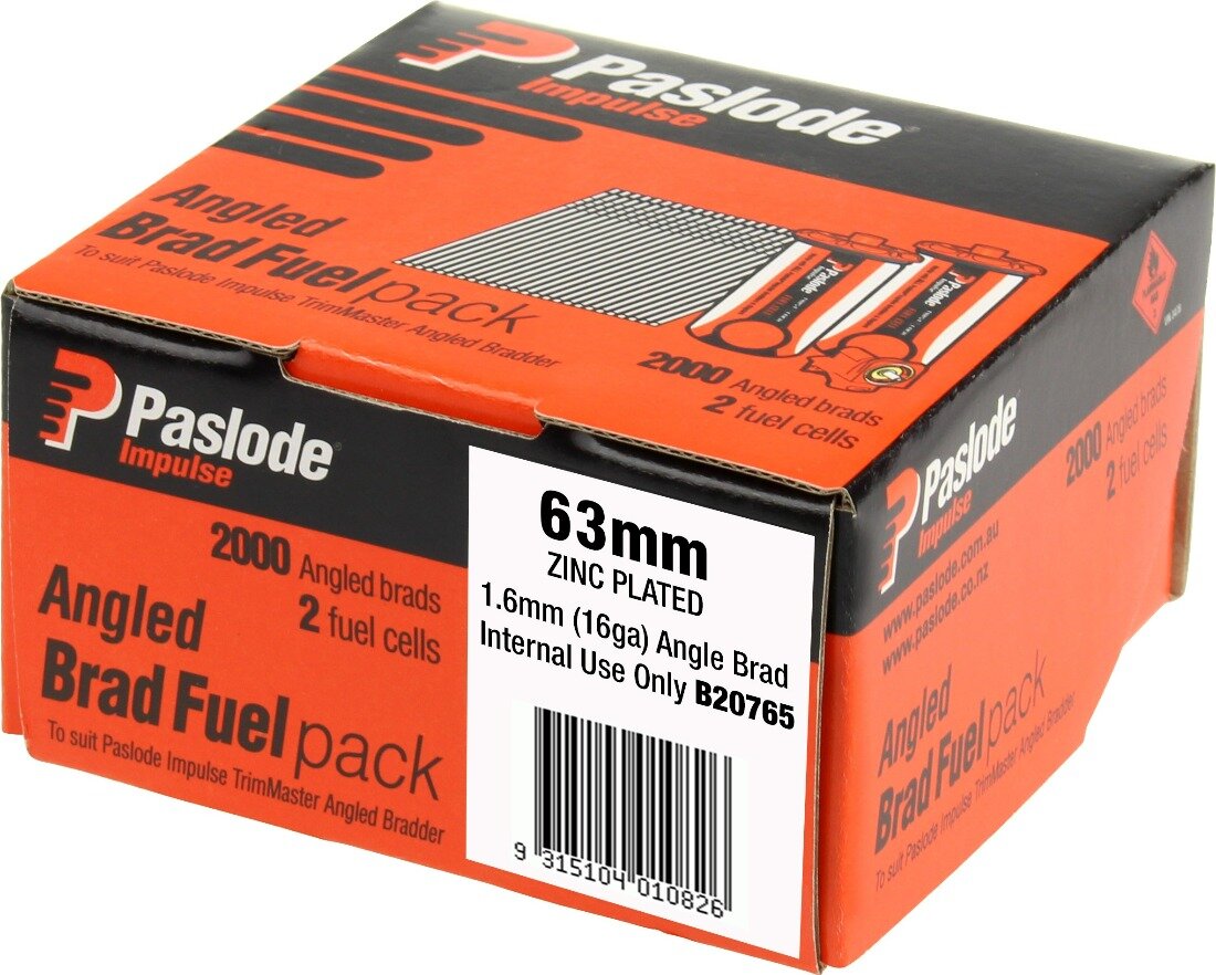 Impulse Zinc Angled Brad 63 x 1.6mm With Fuel 2000 Pce PlaceMakers NZ