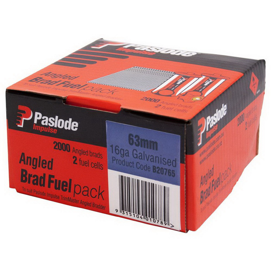Impulse C Series Angled Brad with 2 Fuel Cell 16G 1.6 x 63mm Electro Galvanised 2000 pack Impulse C Series Angled Brad with 2 Fuel Cell 16G 1.6 x 63mm Electro Galvanised 2000 pack