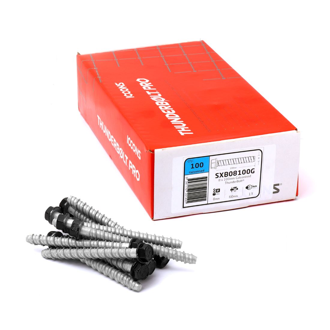 Hex Head Masonry Anchor 8 x 100mm Galvanised Black Hex Head Masonry Anchor 8 x 100mm Galvanised Black