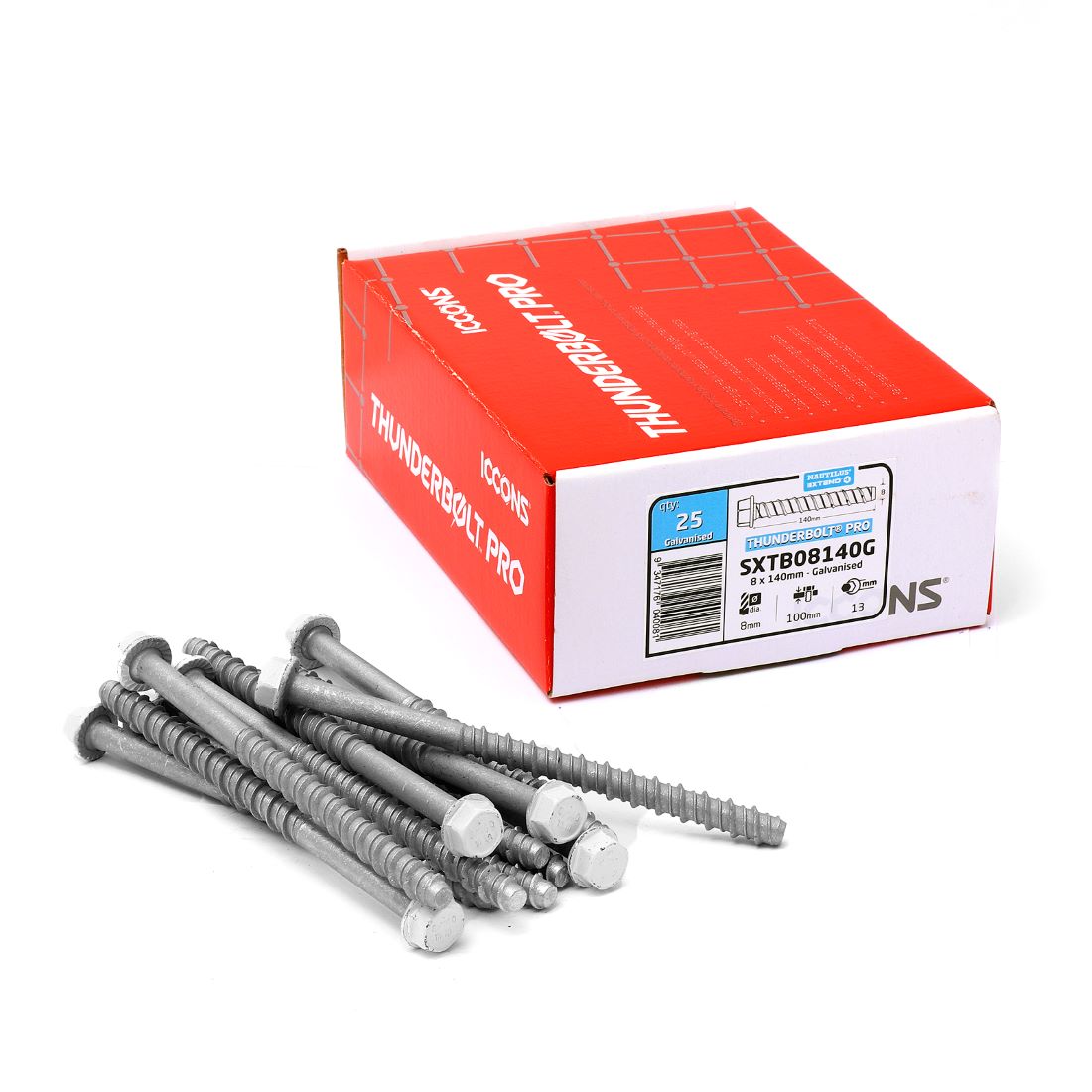 Hex Head Masonry Anchor M8 x 140mm Galvanised White Hex Head Masonry Anchor M8 x 140mm Galvanised White