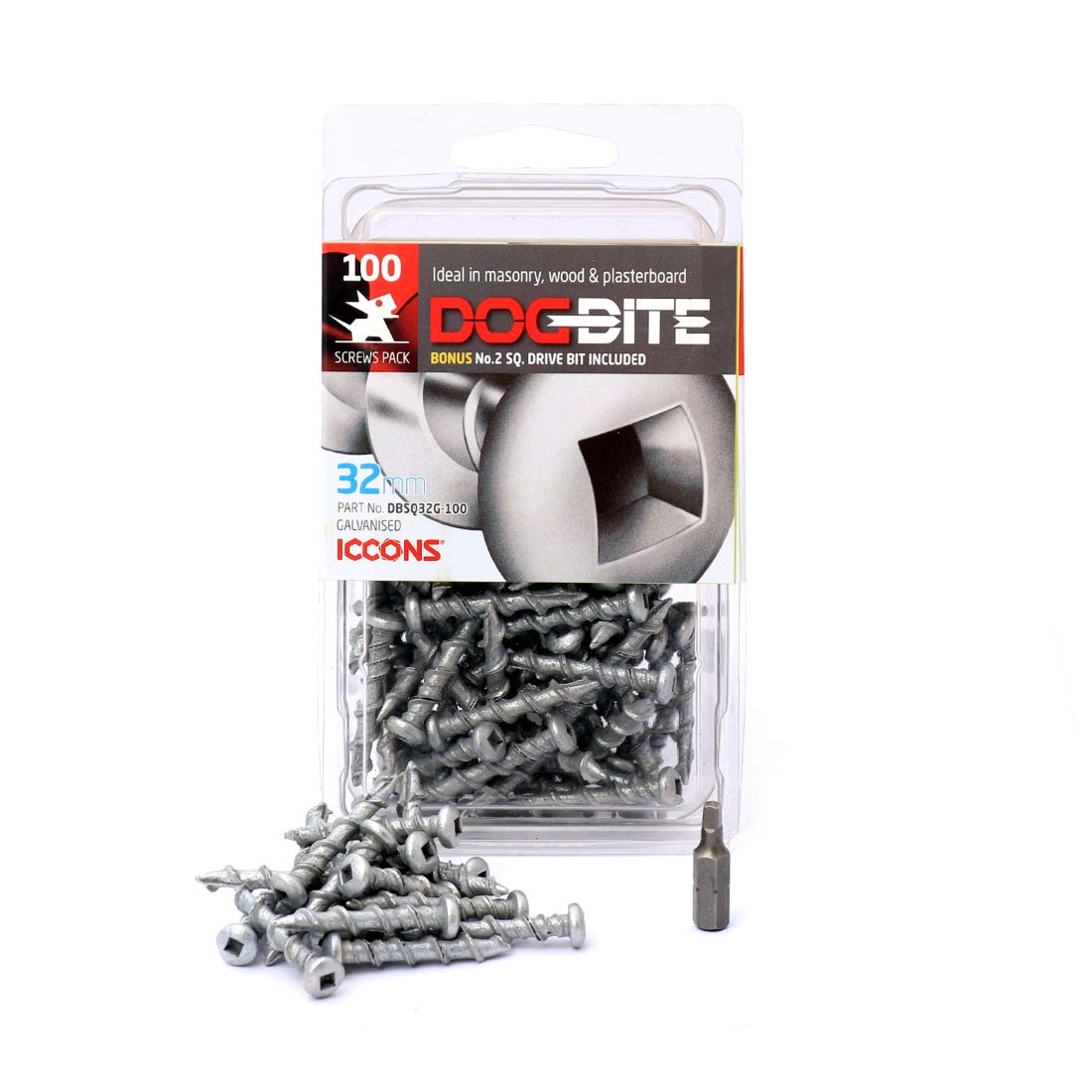 Dogbite Screw Anchor 32mm No 2 Square Galvanised 100 Pack Dogbite Screw Anchor 32mm No 2 Square Galvanised 100 Pack