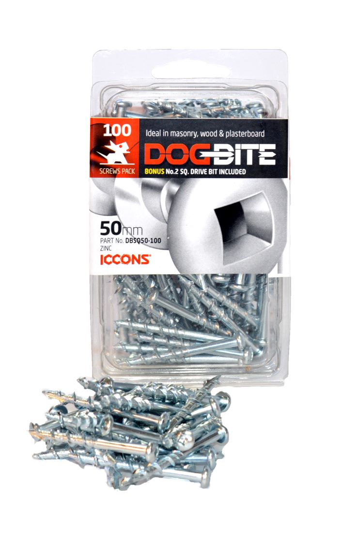 Dogbite Screw Anchor 50mm No 2 Square Zinc 100 Pack Dogbite Screw Anchor 50mm No 2 Square Zinc 100 Pack