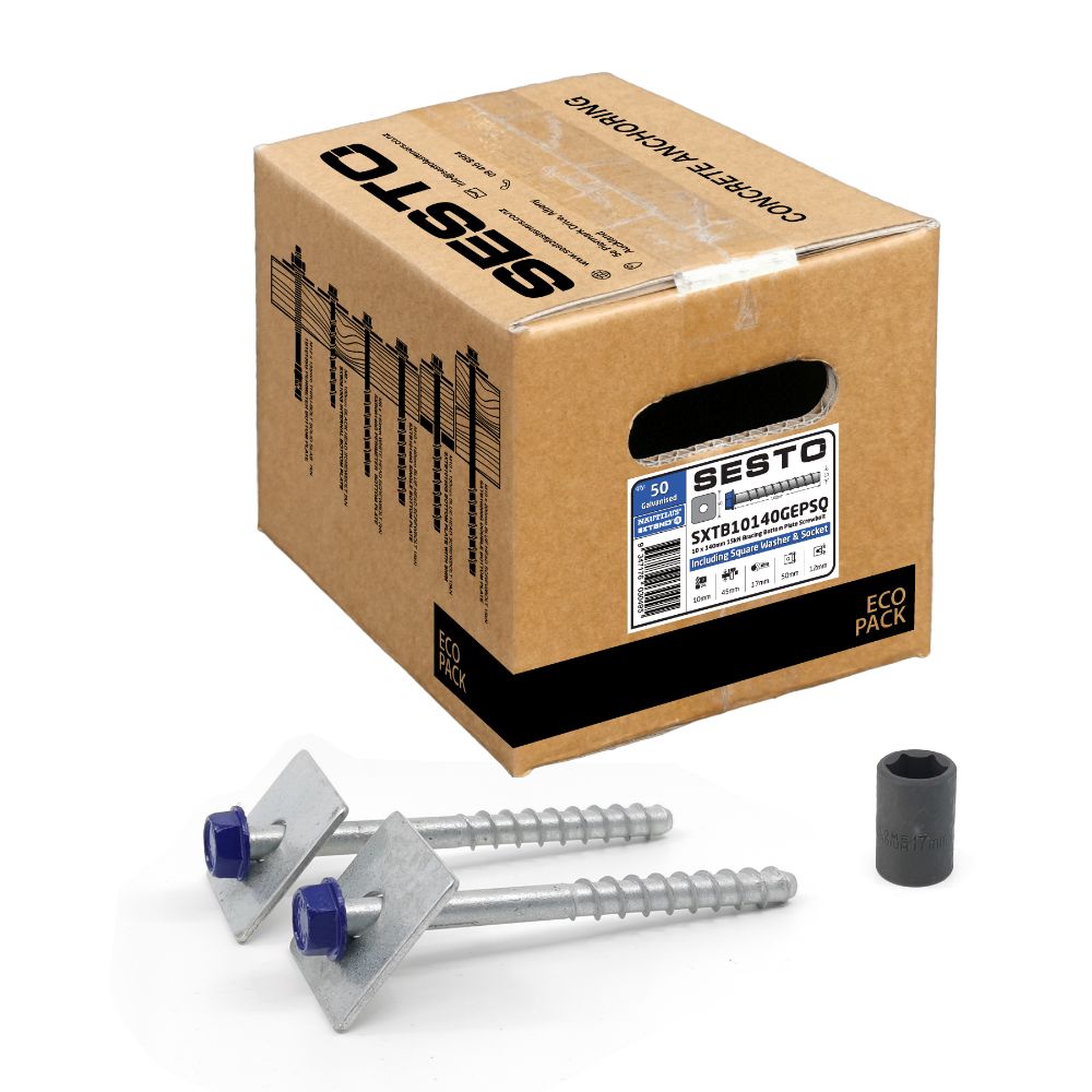 Screw Bolt Blue Head M10 140mm 15kN Eco Pack including Square Washers 50 Pack Screw Bolt Blue Head M10 140mm 15kN Eco Pack including Square Washers 50 Pack