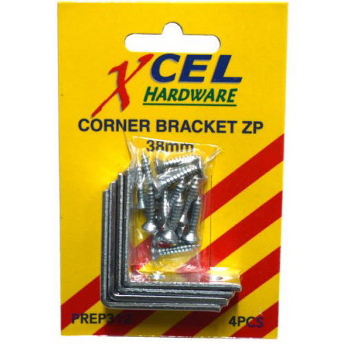 Corner Bracket With Screw 38mm Zinc Plated 4 Pack Corner Bracket With Screw 38mm Zinc Plated 4 Pack
