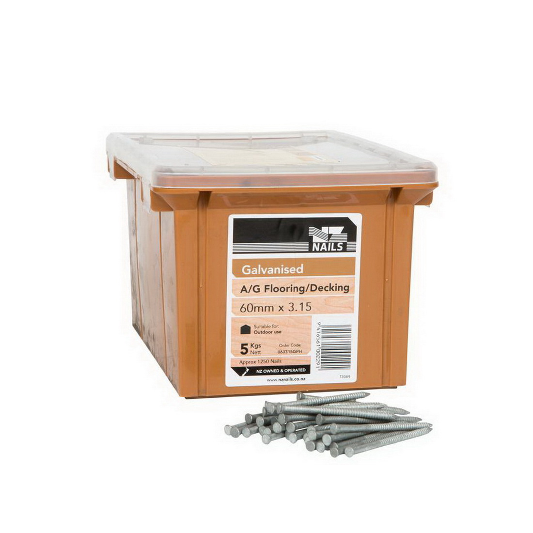 Nail Flooring Galvanised Annular Grooved 60mm 5kg 060315GPH Loose