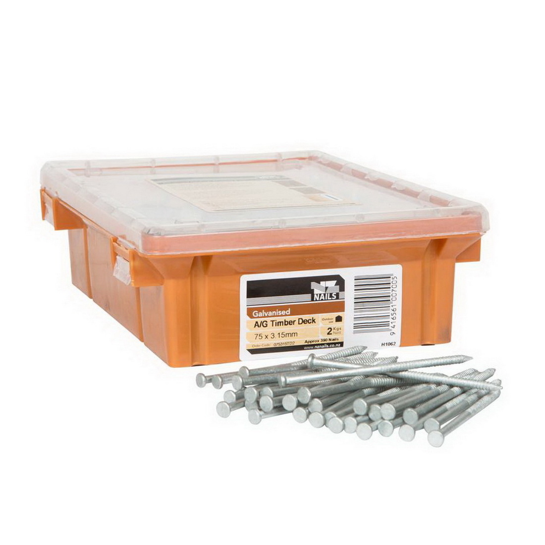 Nail Deck Galvanised Annular Grooved 75mm 2kg 075315TD2 Loose Nails