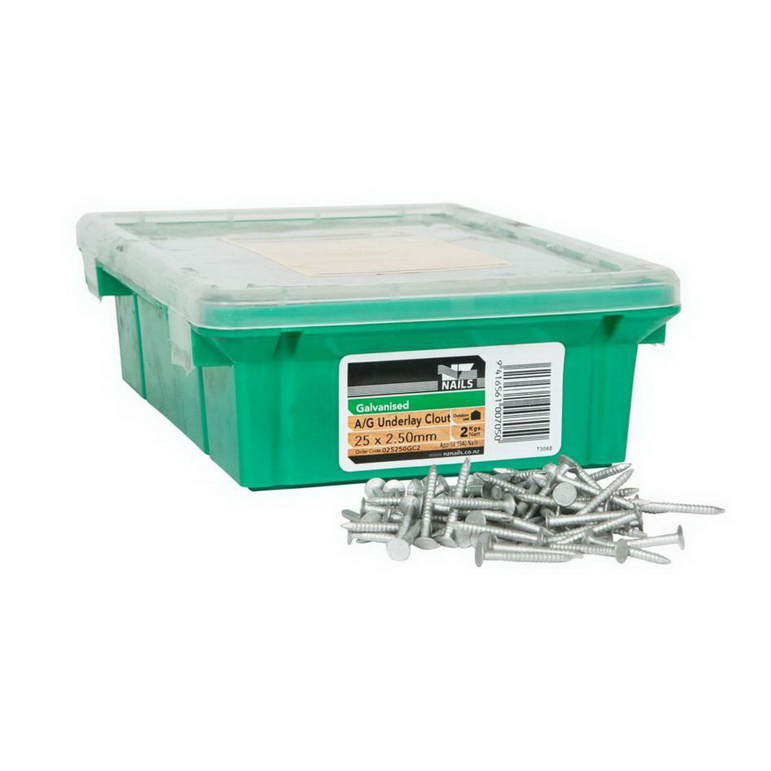 Nail Underlay Galvanised 25mm x 2.5mm 2kg 025250GC2 Loose Nails