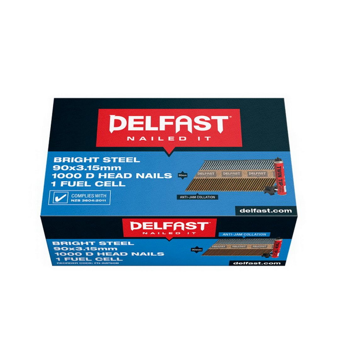 D-Head Nail and 1 Fuel Cell 90mm Bright 1000 Box FN-IMP90B-1000 D-Head Nail and 1 Fuel Cell 90mm Bright 1000 Box FN-IMP90B-1000