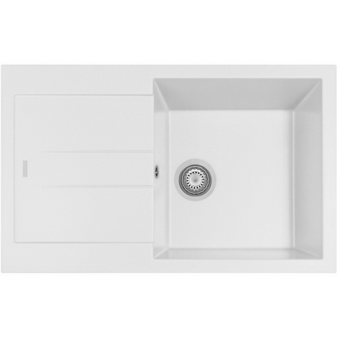 Telma Granite Single Sink Bowl & Drainer 500 x 780mm White Topmount AM7810-WHITE Telma Granite Single Sink Bowl & Drainer 500 x 780mm White Topmount AM7810-WHITE