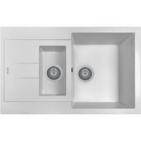 Telma 1 & 1/4 Bowl Sink with Drainer White Telma 1 & 1/4 Bowl Sink with Drainer White