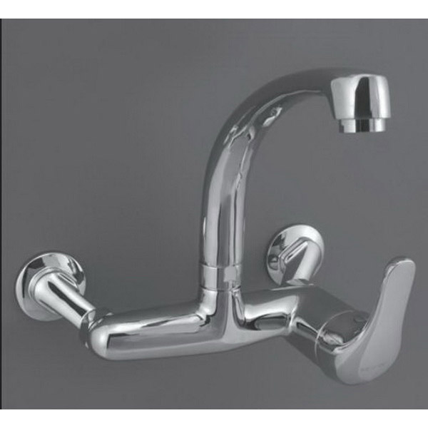 Eco-Smarte Exposed Sink Mixer 2 Hole 1 Lever 195mm 360 degree Swivel Spout Wall Mount Chrome Plated Eco-Smarte Exposed Sink Mixer 2 Hole 1 Lever 195mm 360 degree Swivel Spout Wall Mount Chrome Plated