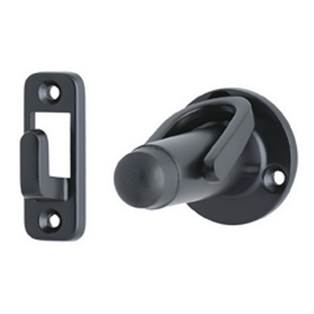 Latching Back Wall Mount Door Stop 80mm Black Latching Back Wall Mount Door Stop 80mm Black