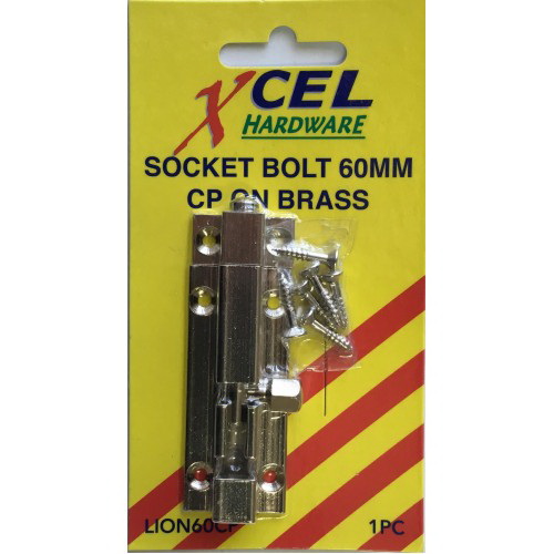 Socket Bolt 60mm Brass Bronze Carded LION60FB Socket Bolt 60mm Brass Bronze Carded LION60FB