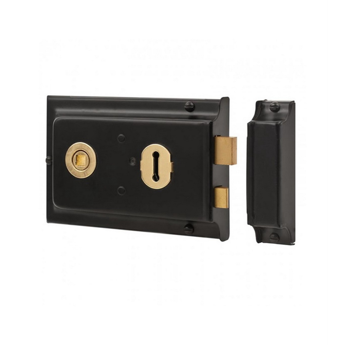 Double Handle Rimlock With Spindle And Knob Black Rim Lock Door Locks, Latches & Spares