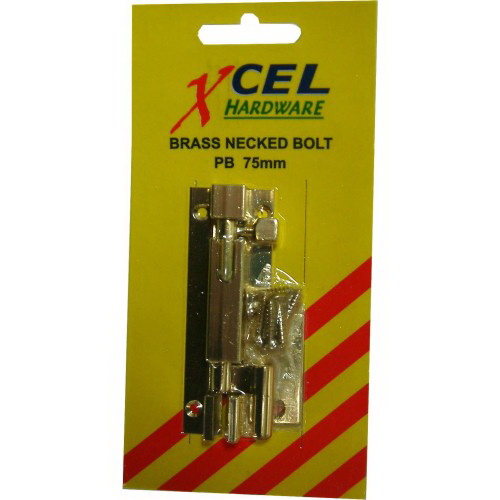 Necked Socket Bolt 100mm Polished Brass Carded PREP834 Necked Socket Bolt 100mm Polished Brass Carded PREP834