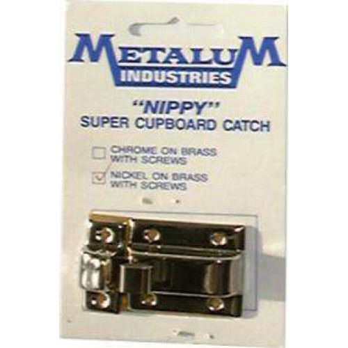 Slide Type Super Cupboard Catch Nickle On Brass With Screws Slide Type Super Cupboard Catch Nickle On Brass With Screws