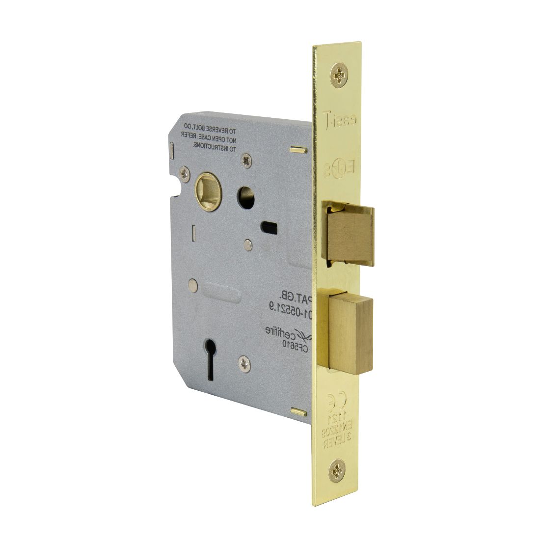 57mm 3 Lever Mortice Lock 78mm Case Polished Brass 57mm 3 Lever Mortice Lock 78mm Case Polished Brass