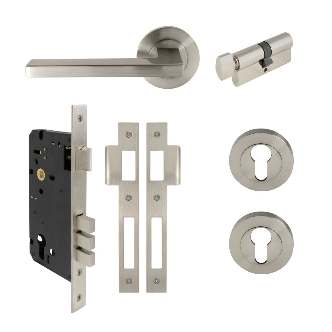 Astron Vector Round Rose Entrance Set Brushed Nickel Astron Vector Round Rose Entrance Set Brushed Nickel