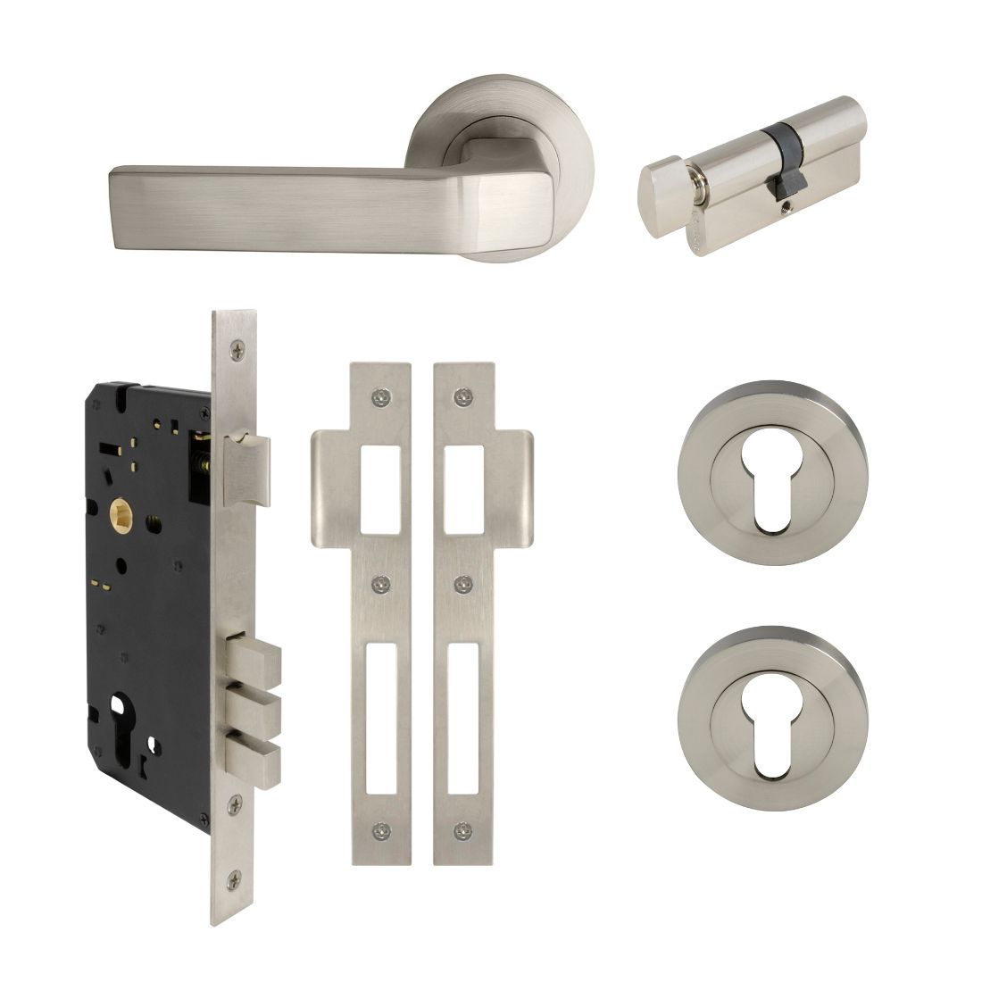 Astron Qube Round Rose Entrance Set Brushed Nickel Astron Qube Round Rose Entrance Set Brushed Nickel