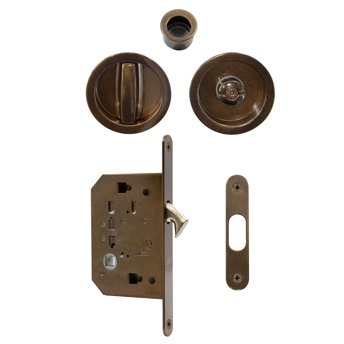 Privacy Flushpull Set Powdercoat Bronze Privacy Flushpull Set Powdercoat Bronze