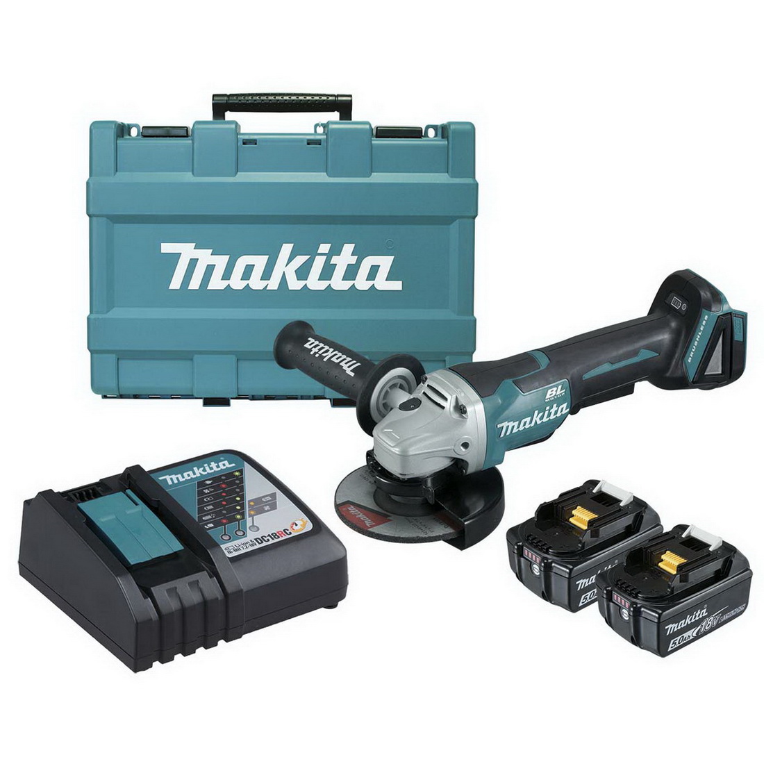 18V 5Ah 125mm Lithium-Ion Cordless Brushless Angle Grinder Kit with Paddle Switch DGA508RTE 18V 5Ah 125mm Lithium-Ion Cordless Brushless Angle Grinder Kit with Paddle Switch DGA508RTE