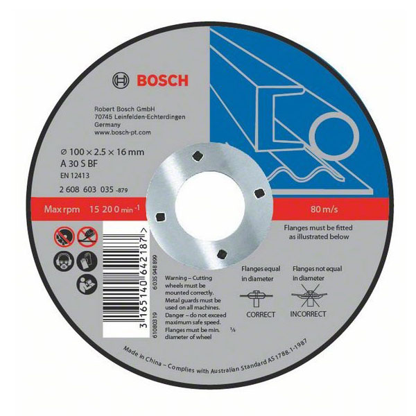 Straight Cutting Disc For Metal 125 x 2.8 x 22.23mm 2608603037 Straight Cutting Disc For Metal 125 x 2.8 x 22.23mm 2608603037