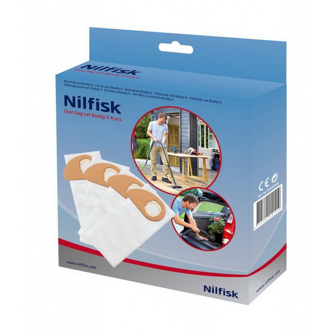 Nilfisk Original 4x 1 Fleece Filter Bags Bag Buddy II Vacuum 8194304 for sale online 
