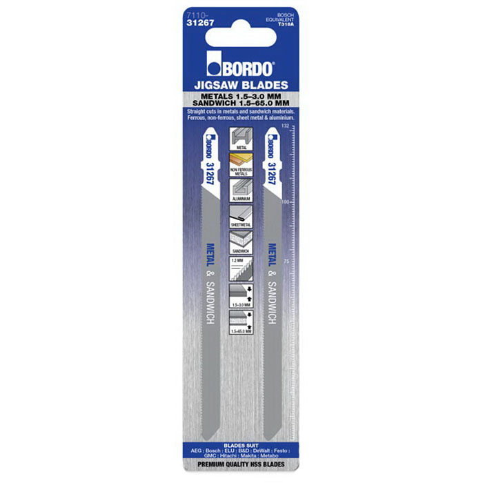 132mm Jig Saw Blade T-Shank Straight Cut HSS 2 pack 132mm Jig Saw Blade T-Shank Straight Cut HSS 2 pack